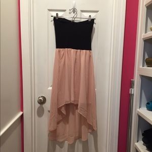Wet Seal Black and Blush Tube High-Low Dress